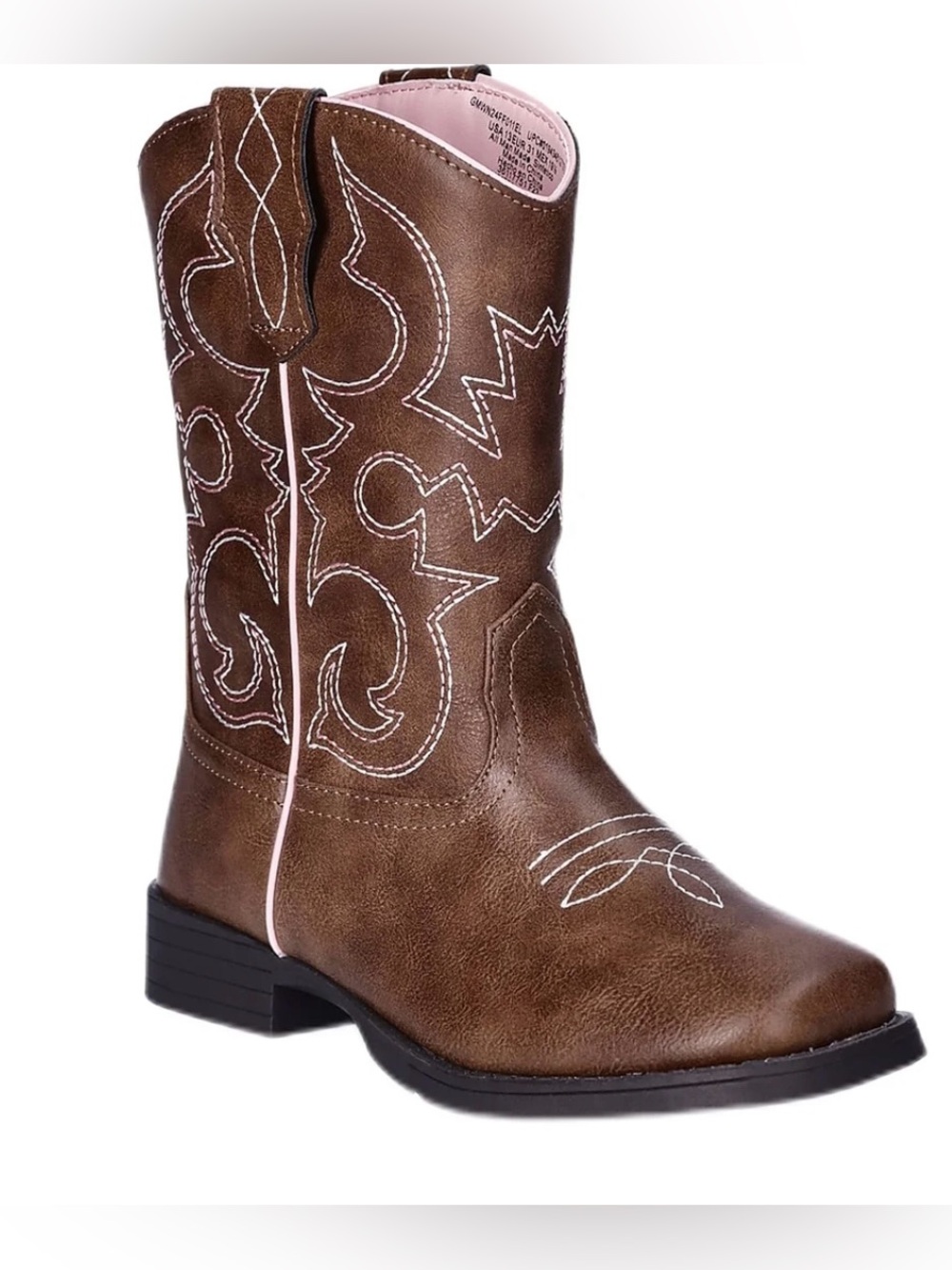 NWOT Wonder Nation Girls Brown Pink Western Cowgirl Cowboy Boots Size 1